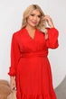 Жіноча сукня міді з V-подібним декольте, акцентом на талії та воланами ELFBERG MAJ-2201 48-50 Червоний (2000001004654) - зображення 1
