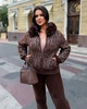 Жіночий теплий костюм з альпаки з капюшоном та хутряним оздобленням ELFBERG WCB-5051 50-64 Шоколадний (2000001014639) - зображення 1