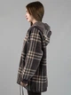 Женская кофта из альпаки коричневая в клетку с капюшоном one size (2631272) - изображение 5