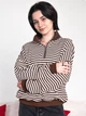 Женский свитшот поло шоколадный в полоску (26307) One size - изображение 2