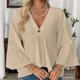 Жіноча блузка А-силуету з рукавами-дзвонами BantyBlouse, бежева, розмір M-L - зображення 5