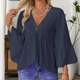 Жіноча блузка А-силуету з рукавами-дзвонами BantyBlouse, синя, розмір S-M - зображення 2