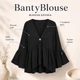 Жіноча блузка А-силуету з рукавами-дзвонами BantyBlouse, чорна, розмір M-L - зображення 1