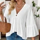 Жіноча блузка А-силуету з рукавами-дзвонами BantyBlouse, біла, розмір M-L - зображення 4