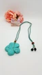 Кулон Цветок на шнурке натуральный камень говлит под бирюзу резьба по камню - изображение 3