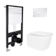 Готовое решение Qtap для ванной комнаты: подвесной унитаз Crow Rimless 485x340x330 + комплект инсталляции Standard (круглая кнопка Chrome) - изображение 1