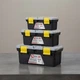 Комплект ящиков для инструментов 3 шт INTERTOOL BX-0303 (ВХ-0310 10"/ВХ-0312 12"/ВХ-0314 14") набор сундука для мастера для бит насадок и других инструментов 3 контейнера Черный с серым желтым - изображение 15
