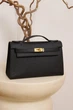 Сумка шкіряна Hermes Kelly чорна - изображение 1