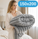 Ніжний двосторонній плюшевий хутряний плед 150×200 см, 800 г, сірий KT9001024 - зображення 1