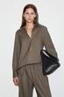 Сорочка жіноча COS open-collar wool-blend shirt 1294811001 Eur 36 Коричневий - зображення 1