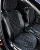 Чехлы на сиденья FIAT Tipo (II) (Фиат Типо II), универсальные, экокожа + алькантара, комплект, черные, строчка серая - изображение 8