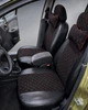 Чехлы на сиденья FIAT Tipo (II) (Фиат Типо II), универсальные, экокожа + алькантара, комплект, черные, строчка красная - изображение 2
