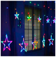 LED гирлянда штора 12 фигурок 3x1м 220В 8 режимов мультиколор для декора интерьера Звезды SQ-27417 - изображение 5