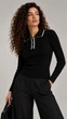 Жіноча кофта поло з довгим рукавом рубчик трикотаж One Size (S-L) La Pomme 02517-А чорна - зображення 3
