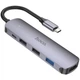 Хаб-перехідник Hoco HB27 Type-C на HDMI USB 3.0 PD 2xUSB 2.0 4K 30Hz сірий - зображення 1