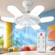 Лампа вентилятор LED 60 Вт 2 в 1 E27 с пультом дистанционного управления 3 режима 3 скорости белая - изображение 1