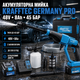Ручна автомийка Krafftec Germany PRO синя акумуляторна 48 В 8 А·год мінімийка 45 бар продуктивність 330 л год безщіткова з 2 батареями насадками пінником фільтром самозабором води кейсом портативна мийка для машини мотоцикла велосипеда - зображення 1