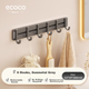 Настінні гачки Ecoco, не потребують свердління, рухомий простір, алюмінієва стійка для зберігання на 6 гачків, для ванної кімнати та кухні, клейкі гачки, водонепроникні та вологонепроникні - зображення 4