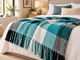 Плед шерстяной ПАЛЕРМО 140х200 (Wool 20% Acrylic 40% Polyester 40%), Pictor_бирюзовый - изображение 2