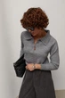 В'язана жіноча кофта-поло на блискавці LR202100r серый ONE SIZE - зображення 2