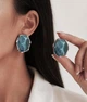 Женские сережки Крупные камни 3.5см jewelry Синие деним - изображение 4
