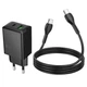 Сетевое зарядное устройство Hoco N71 USB A + USB C QC3.0 3A 30W + кабель USB C Black (6942007670937) - изображение 3