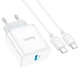 Мережевий зарядний пристрій з кабелем HOCO C104A Stage single port PD20W charger set (Type-C to Type-C) (EU) White - зображення 6