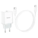 Мережевий зарядний пристрій з кабелем HOCO C104A Stage single port PD20W charger set (Type-C to Type-C) (EU) White - зображення 7