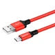 Кабель HOCO X14 USB to Micro 2,4A, 1m, nylon, aluminum connectors Black-red - изображение 5
