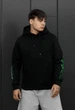 Мужской худи стаф черный с неоновым принтом дракона на флисе Staff black neon dragon fleece S (404175) - изображение 2