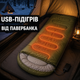 Зимовий спальний мішок-ковдра з USB-підігрівом 215×65 см до -30°C, водостійкий Oxford, подвійний холлофайбер 400 г/м², з капюшоном, олива - зображення 3
