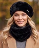 Женский комплект Кейт из экомеха альпака, берет и бафф 798-002 чёрный - изображение 1