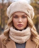 Женский комплект Кейт из экомеха альпака, берет и бафф 798-010 бежевый - изображение 1