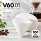 Фільтри для кави V60 01 білі паперові 100 шт. для воронки, фільтр-кави - зображення 1