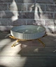 Фруктовница Yiwu LB-1571G фарфоровая на металлической подставке 22.5 см Белый с золотым - изображение 2