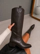 Сапоги женские Hoseily M-159-73 казаки высокие утепленные кожаные 36 коричневые - изображение 2