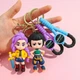 Набор брелок Кейпоп Хантрикс 6шт персонажей K-Pop Demon Hunters с металлическими кольцами и плетеными ремешками для рюкзака, ключей, сумки - изображение 6