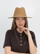 Шляпа Федора женская D.Hats из рафия с двойной цепью серебро коричневая - изображение 1