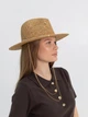 Шляпа Федора женская D.Hats из рафия с двойной цепью золото коричневая - изображение 2