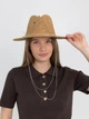 Шляпа Федора женская D.Hats из рафия с двойной цепью серебро коричневая - изображение 4