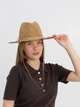 Шляпа Федора женская D.Hats из рафия с двойной цепью золото коричневая - изображение 5