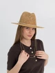 Шляпа Федора женская D.Hats из рафия с двойной цепью золото коричневая - изображение 6