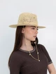 Шляпа Федора женская D.Hats из рафия с цепью золото с сердцами светло бежевая - изображение 1