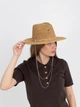 Шляпа Федора женская D.Hats из рафия с двойной цепью серебро коричневая - изображение 6