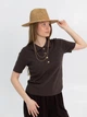 Шляпа Федора женская D.Hats из рафия с двойной цепью золото коричневая - изображение 7