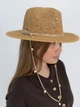 Шляпа Федора женская D.Hats из рафия с цепью золото с сердцами коричневая - изображение 2