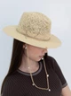 Шляпа Федора женская D.Hats из рафия с цепью золото с сердцами светло бежевая - изображение 2
