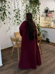 Шерстяной кардиган оверсайз с поясом 42-48 гранат - изображение 3