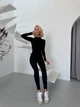 Спортивный женский комбинезон Pearl Premium с акцентными силуэтными швами и длинным рукавом Закрытая спина Без пуш-ап XS-S Черный (Pearl151_01S) - изображение 9