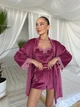 Женская пижама плюш велюр халат майка шорты брюки размер L (48-50) Домашний комплект 4 в 1 Розовый - изображение 3